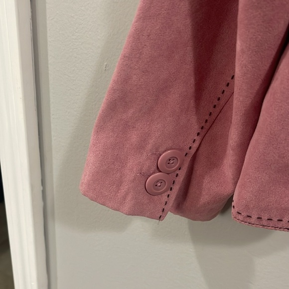 Dress Barn Sued Pastel Pink with black stitching Office Button Down Coat Blazer - Picture 7 of 7